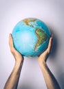 Save planet. Globe in the hands of man. Save Earth concept Royalty Free Stock Photo