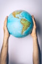 Save planet. Globe in the hands of man. Save Earth concept Royalty Free Stock Photo