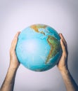 Save planet. Globe in the hands of man. Save Earth concept Royalty Free Stock Photo