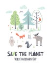 Save the planet. Hand draw vector illustration of Earth Day