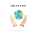 Save the planet icon flat.