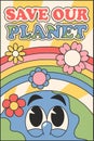 Save planet motivation groovy banner