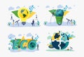Save the planet from pollution, save the planet, small plant process, green energy, Earth Day concept. Colorful Vector Royalty Free Stock Photo
