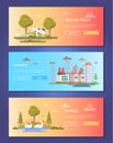 Save the planet - set of modern flat design style vector illustrations Royalty Free Stock Photo