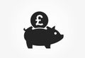 Save pound sterling icon. british money piggy bank. banking and finance symbol