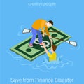 Save rescue finance dept disaster business flat vector isometric