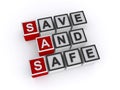 Save and safe word block on white Royalty Free Stock Photo