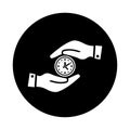 Save, saving, time icon. Black vector design
