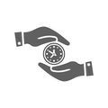 Save, saving, time icon. Gray vector design