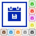 Save schedule data flat framed icons