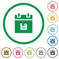 Save schedule data flat icons with outlines