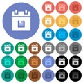 Save schedule data round flat multi colored icons