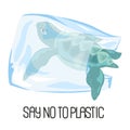 SAVE SEA Ecological Problem Banner Vector Illustration Set Royalty Free Stock Photo