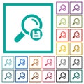 Save search results flat color icons with quadrant frames