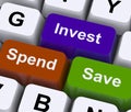 Save Spend Invest Keys Show Financial Choices Royalty Free Stock Photo