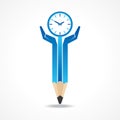 Save time concept with pencil hands Royalty Free Stock Photo