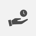 Save time icon vector. Save time hand and circle clock symbol