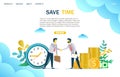 Save time vector website landing page design template