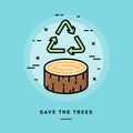 Save the trees, flat design thin line banner Royalty Free Stock Photo