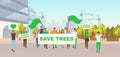 Save trees social protest flat vector illustration