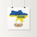 Save Ukraine. Hand Gesture with Ukranian Map and Flag. Symbol of Support Ukraine. No War. Vector Illustration. Slogan Royalty Free Stock Photo