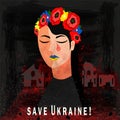 Save Ukraine. Portrait of a Ukrainian girl