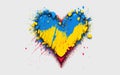 Save Ukraine support icon conceptual heart ilustration tag for social media header or poster template. Blue and yellow