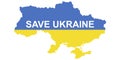 Save Ukraine. Territory of Ukraine with flag. Vector illustration