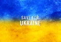 Save for ukraine text modern flag theme texture background Royalty Free Stock Photo