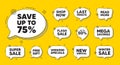 Save up to 75 percent. Discount Sale offer price sign. Offer speech bubble icons. Vector