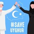 Save Uyghur vector Illustration. Uyghur peoples raising hands and broken chains Royalty Free Stock Photo