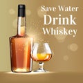 Save water drink whiskey realistic vector product ads poster template