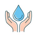 Save water drop. Two hands protecting a water drop, symbolizing water conservation, environmental awareness, and the importance of Royalty Free Stock Photo