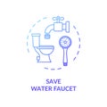 Save water faucet blue concept icon