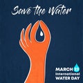 Save water human hand card for world waters day