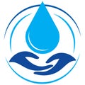 Save water logo drop with hands