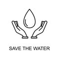 save the water outline icon. Element of enviroment protection icon with name for mobile concept and web apps. Thin line save the Royalty Free Stock Photo