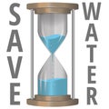 Save water sign with hourglass and water Royalty Free Stock Photo