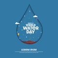 Save water world water day poster or banner concept, Vector Royalty Free Stock Photo