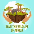 Save the wildlife of Africa concept