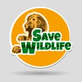 Save Wildlife Emblem with Lion