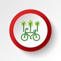 save the world, bicycle colored button. Elements of save the earth. Signs and symbols can be used for web, logo, mobile app, UI, Royalty Free Stock Photo