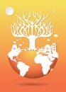 Save the world, Dry tree on a deforested globe Royalty Free Stock Photo