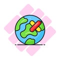 Save the world and earth, bandage on world globe showing icon of healed earth, premium vector