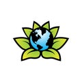 Earth globe green leaves logo Royalty Free Stock Photo
