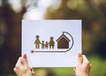 save world ecology concept environmental conservation with hands holding cut out paper earth loving ecology family showing Royalty Free Stock Photo