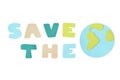 Save the world paper cut on white background