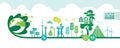 Save the world together green ecology vector illustration. Royalty Free Stock Photo