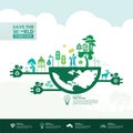 Save the world together green ecology vector illustration. Royalty Free Stock Photo