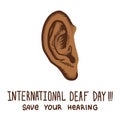 Save your hearing international day concept background, hand drawn style
